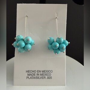 Taxco Sterling Silver 925 Turquoise Cluster Drop Earrings,$38 each pair